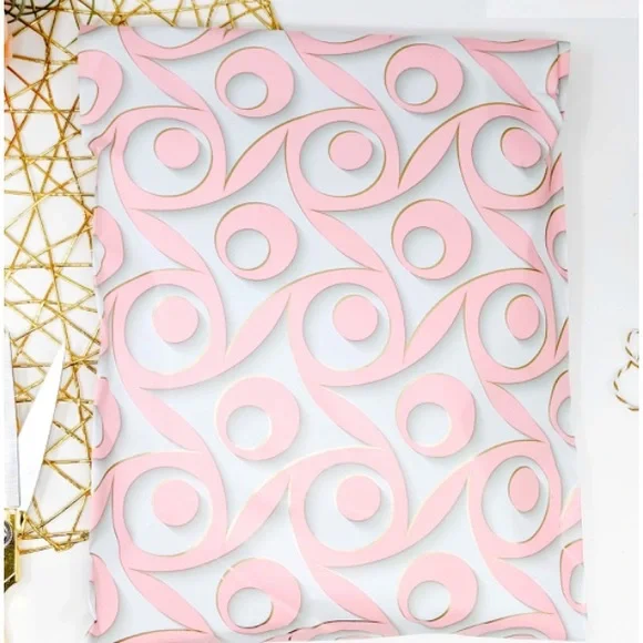 Set of 20 - 10”x13” Pink Jacquard Print Poly Mailers - Picture 2 of 2